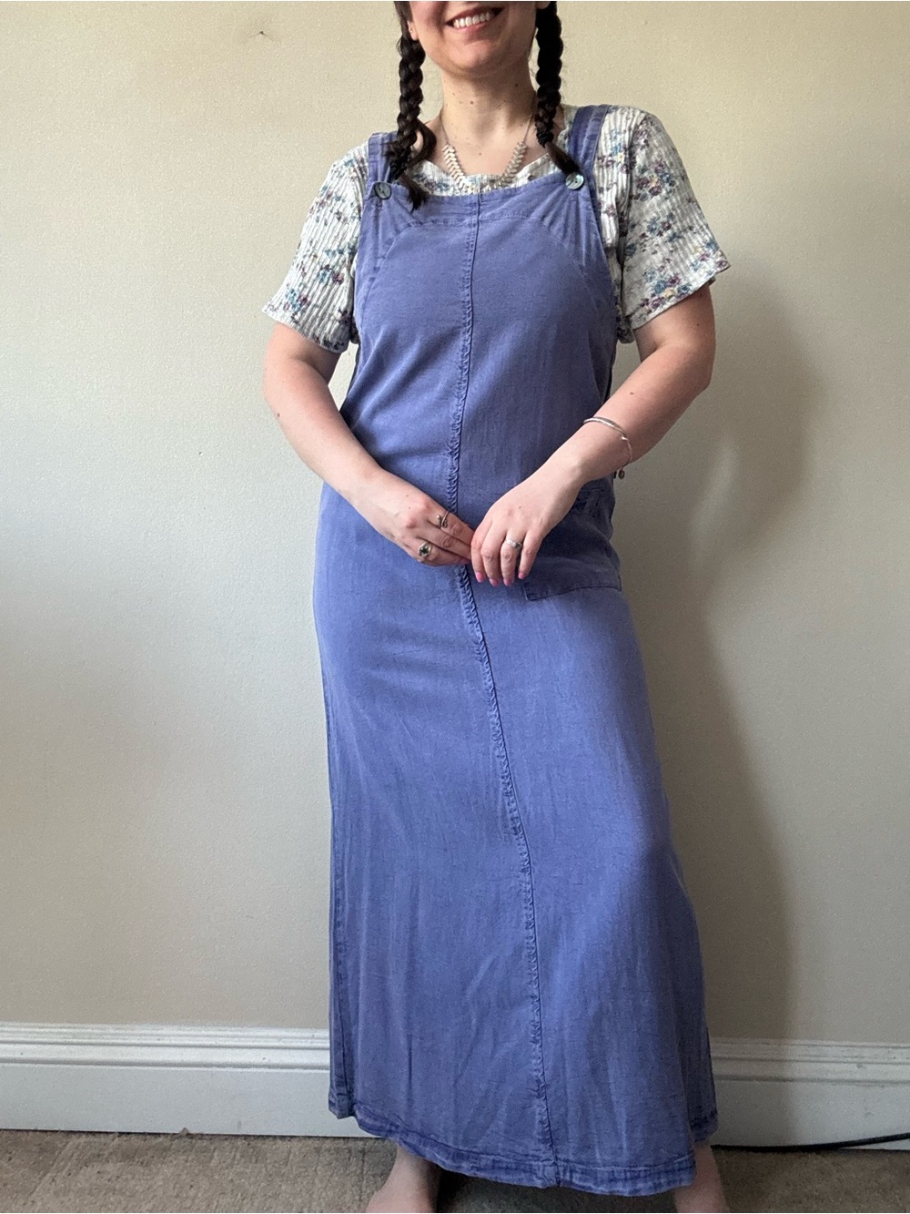 Vintage Lavender Purple Overall Maxi Dress